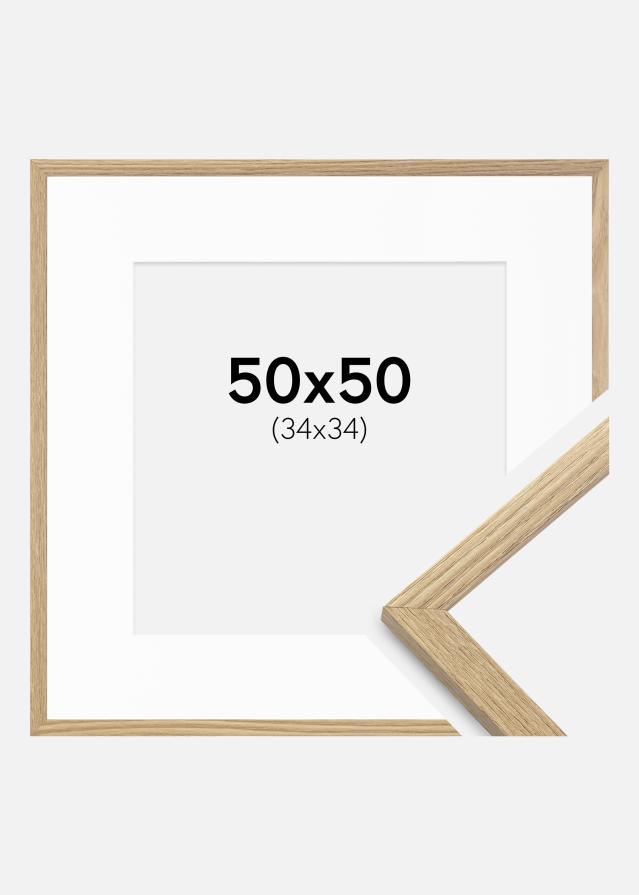 Ram med passepartou Frame Trendy Oak 50x50 cm - Picture Mount White 35x35 cm