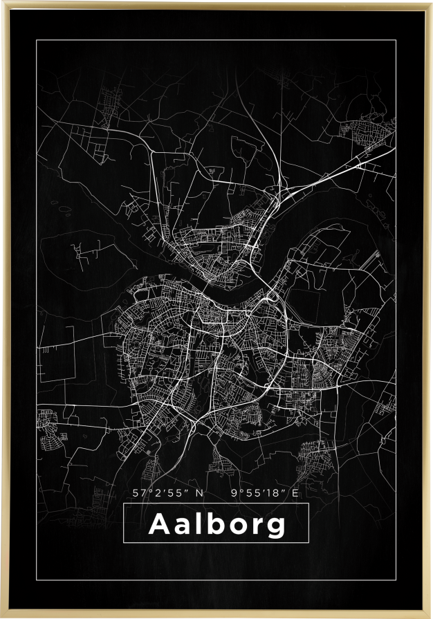 Bildverkstad Map - Aalborg - Black Poster