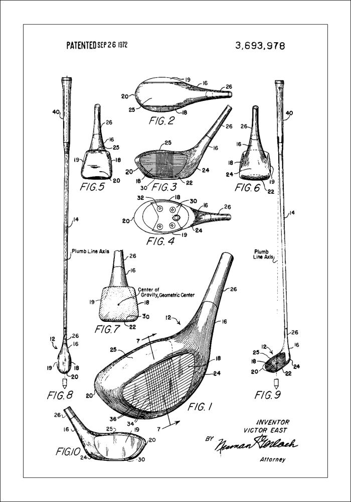 Bildverkstad Patent Print - Golf Club - White Poster