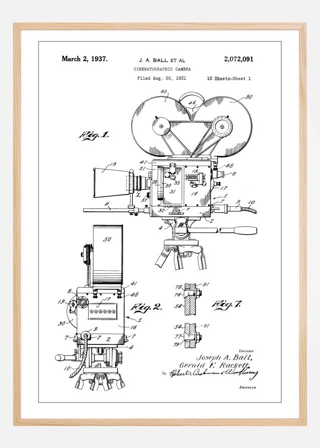 Bildverkstad Patent Print - Cinematic Camera - White Poster