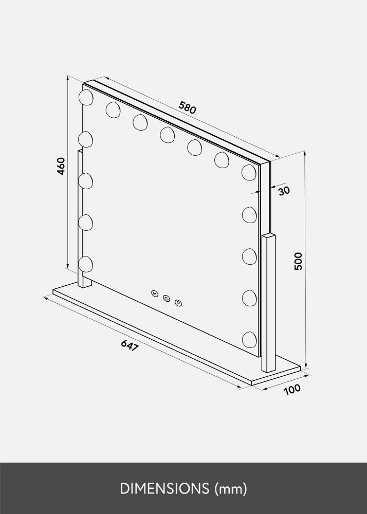 KAILA KAILA Make-up Mirror Soft Corner LED Silver 65x50 cm