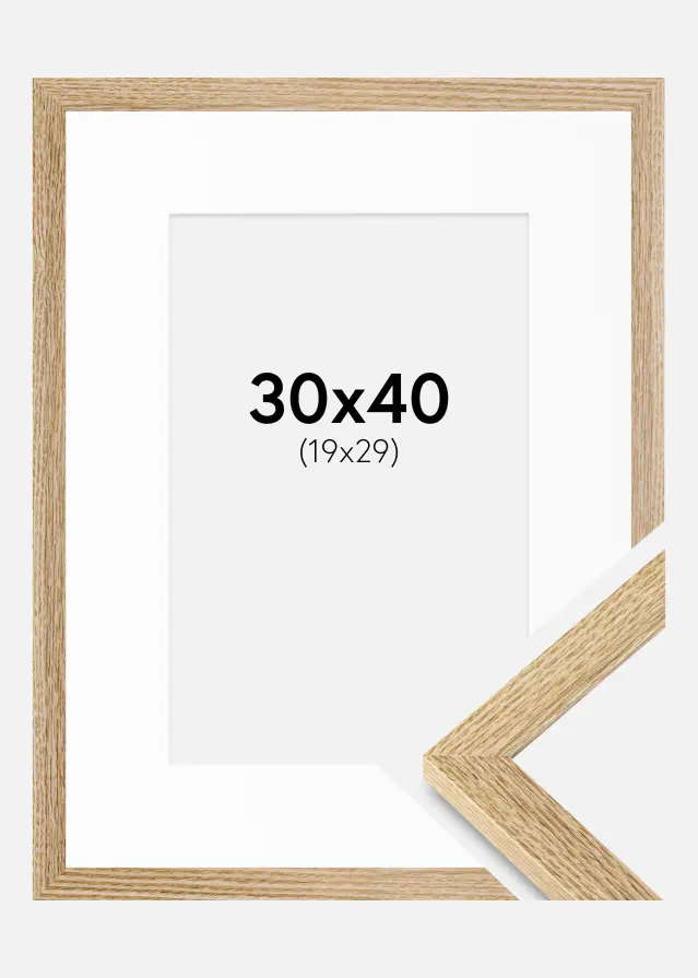 Ram med passepartou Frame Selection Oak 30x40 cm - Picture Mount White 20x30 cm