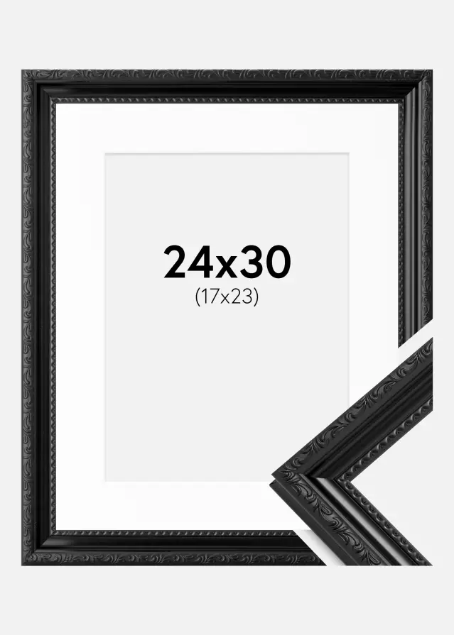 Ram med passepartou Frame Abisko Black 24x30 cm - Picture Mount White 18x24 cm