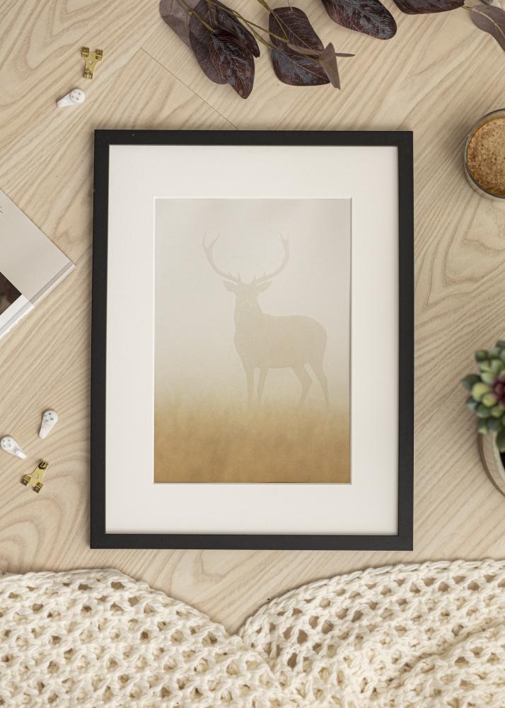 Ram med passepartou Frame Trendy Black 24x30 cm - Picture Mount White 6x8 inches