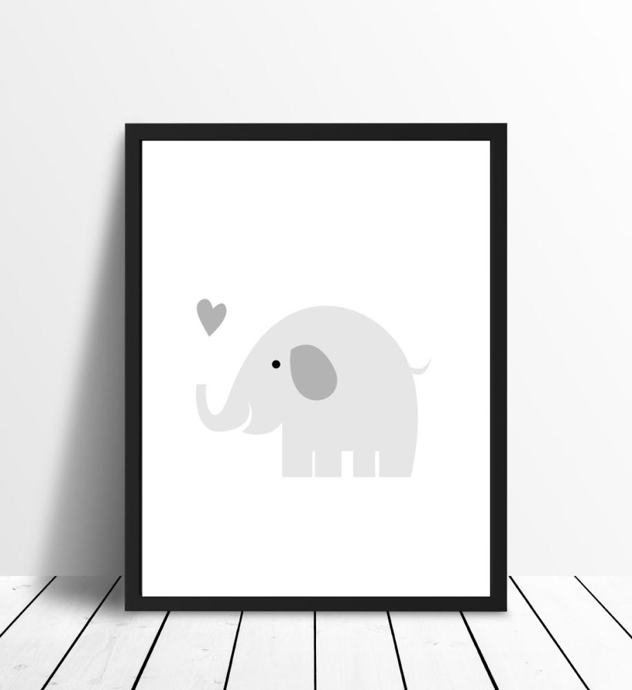 Bildverkstad Elephant Solo - Misty grey Poster