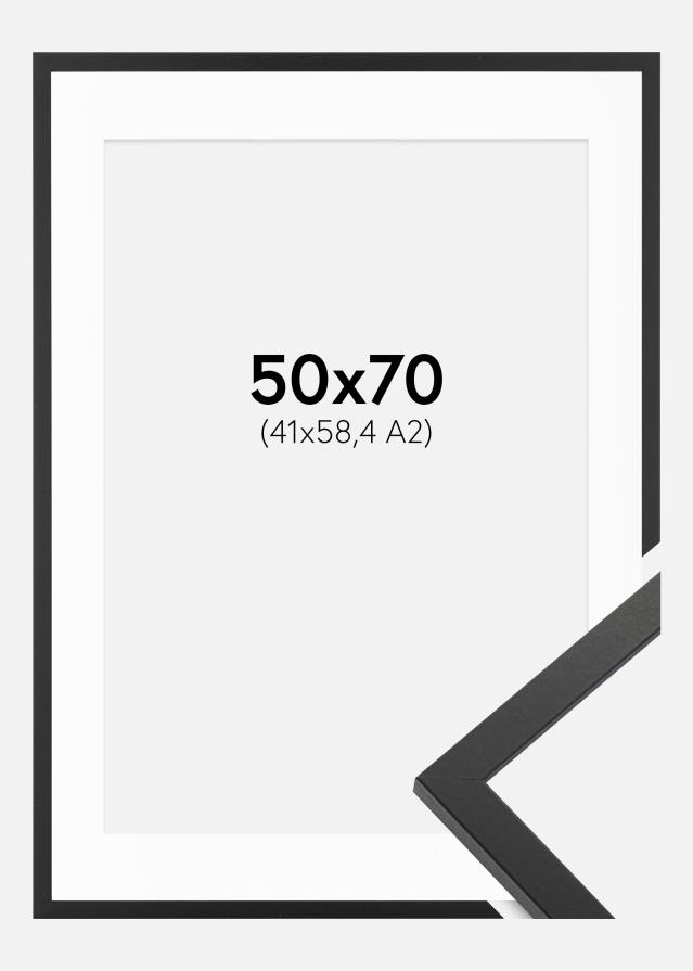 Ram med passepartou Frame Trendy Black 50x70 cm - Picture Mount White 42x59.4 cm (A2)