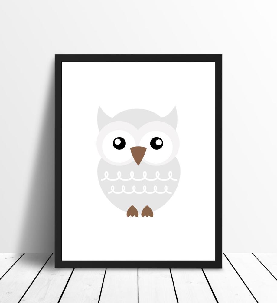 Bildverkstad Owl Solo - Misty grey Poster