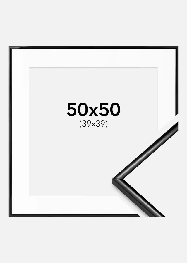 Ram med passepartou Frame Scandi Black 50x50 cm - Picture Mount White 40x40 cm