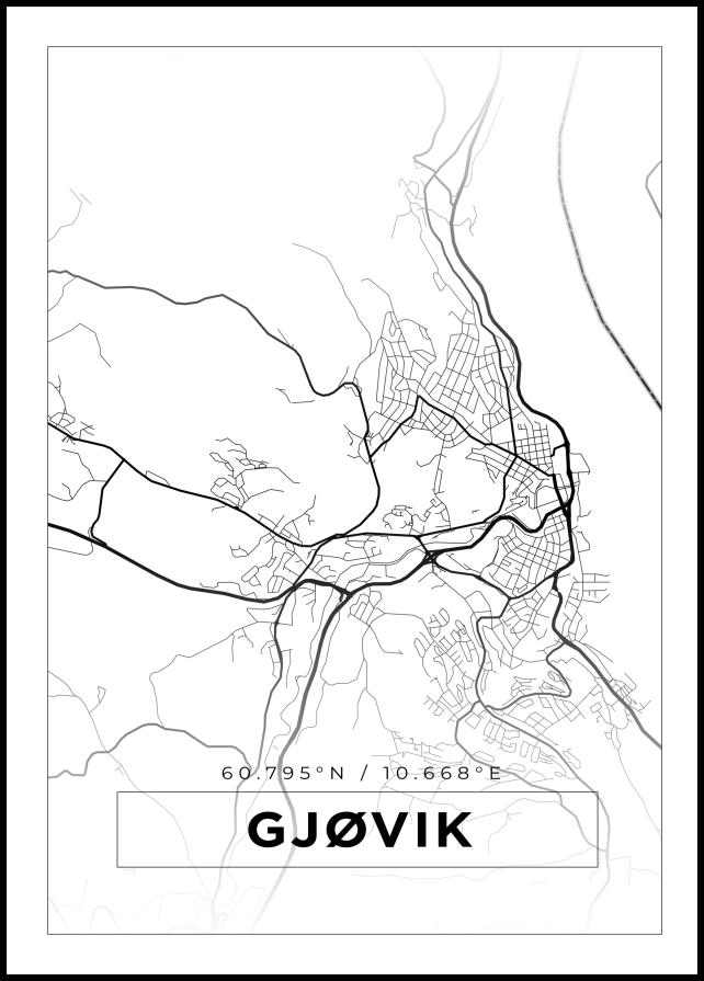 Bildverkstad Map - Gjøvik - White Poster