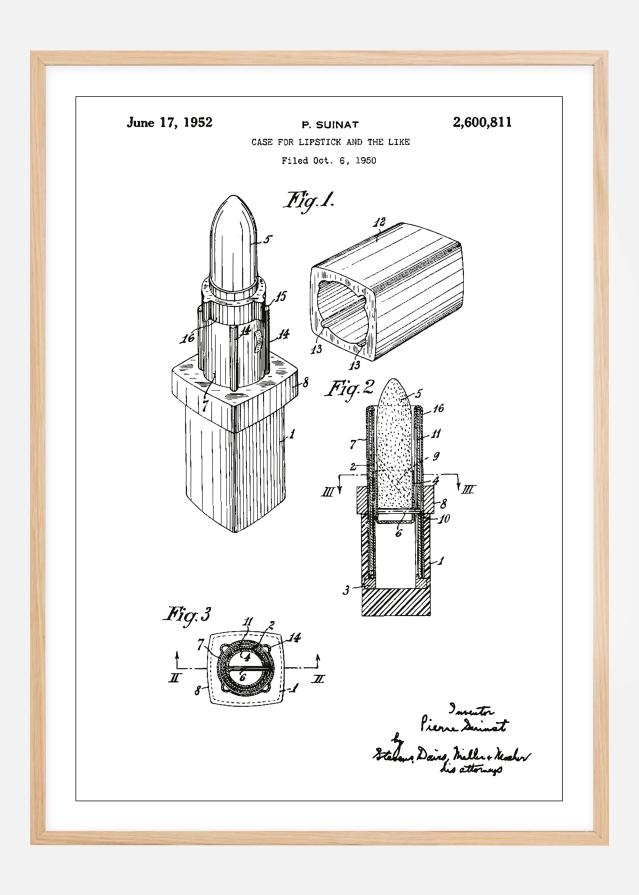 Bildverkstad Patent drawing - Lipstick - White Poster