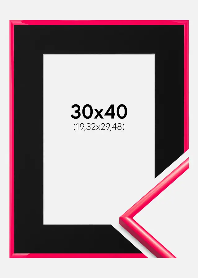 Ram med passepartou Frame New Lifestyle Hot Pink 30x40 cm - Picture Mount Black 8x12 inches