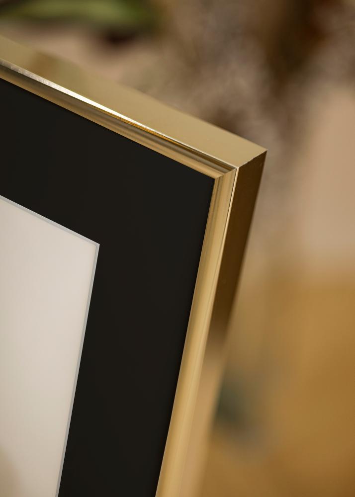 Ram med passepartou Frame Aluminium Shiny Gold 50x70 cm - Picture Mount Black 40x60 cm