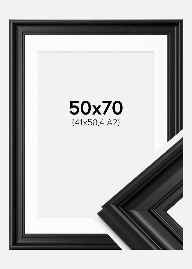 Ram med passepartou Frame Mora Premium Black 50x70 cm - Picture Mount White 42x59.4 cm (A2)