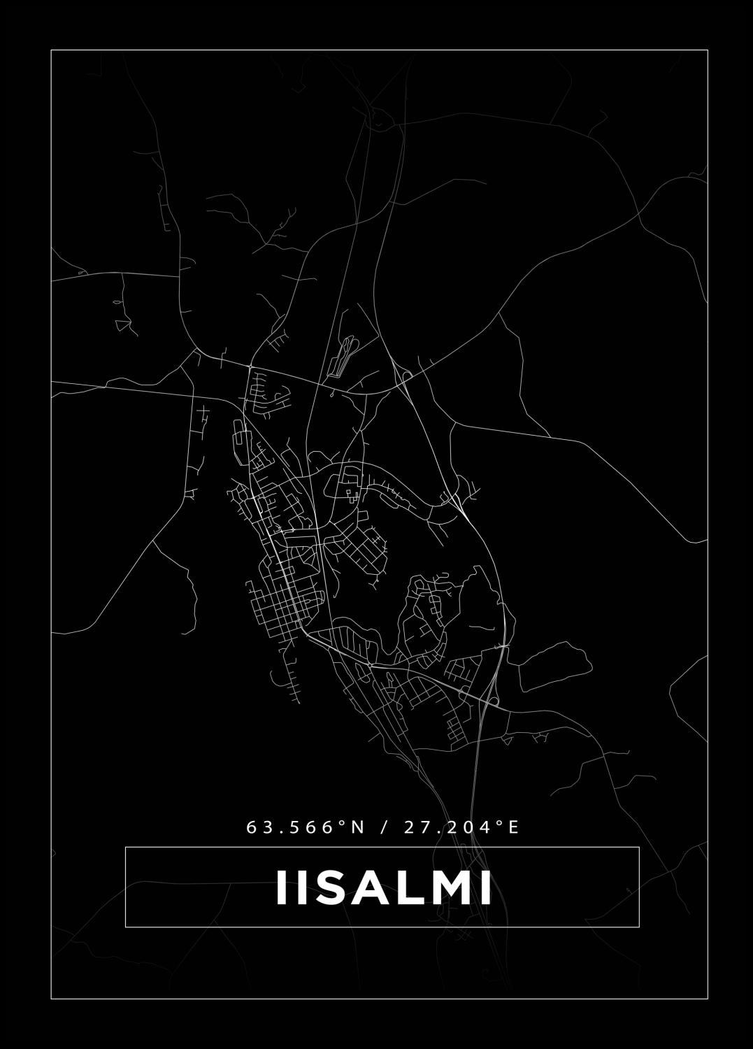 Product Image for Map - Iisalmi - Black Poster (21x29.7 cm (A4))