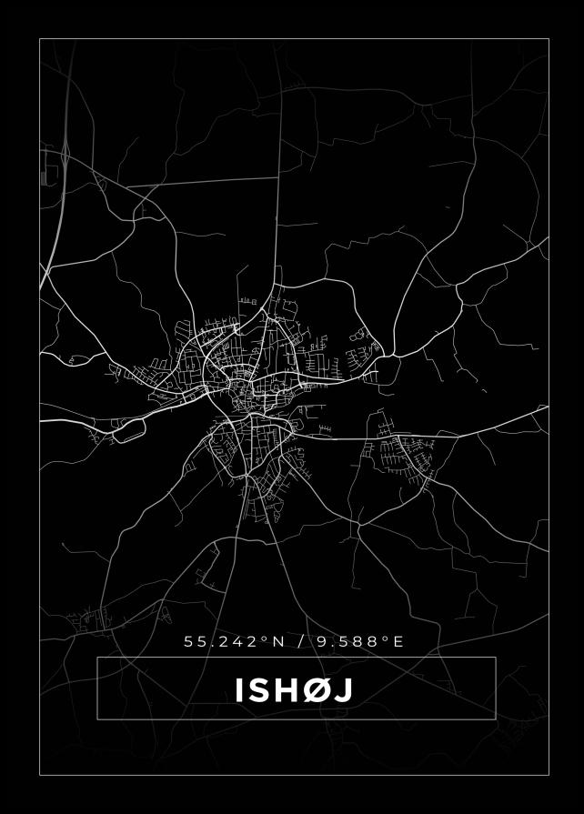 Bildverkstad Map - Ishøj - Black Poster