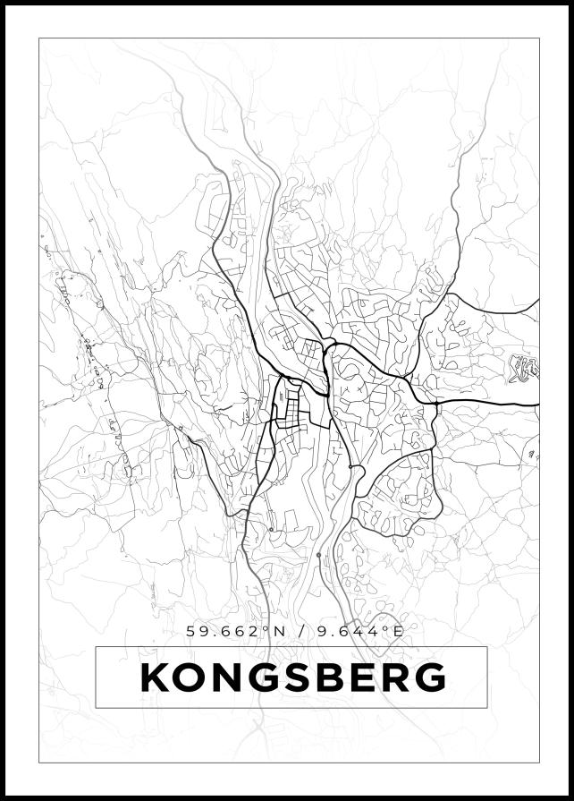 Bildverkstad Map - Kongsberg - White Poster