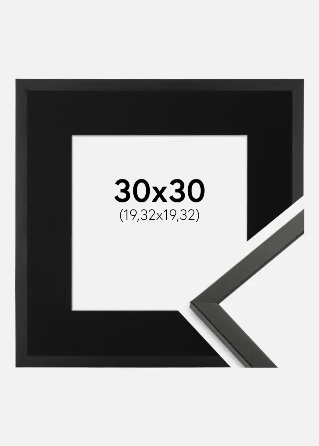 Ram med passepartou Frame Galant Black 30x30 cm - Picture Mount Black 8x8 inches