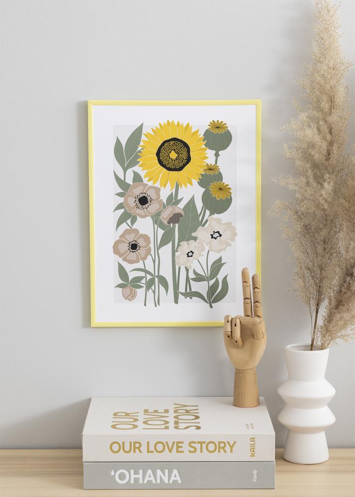 Ram med passepartou Frame New Lifestyle Pale Yellow 30x40 cm - Picture Mount Black 8x12 inches