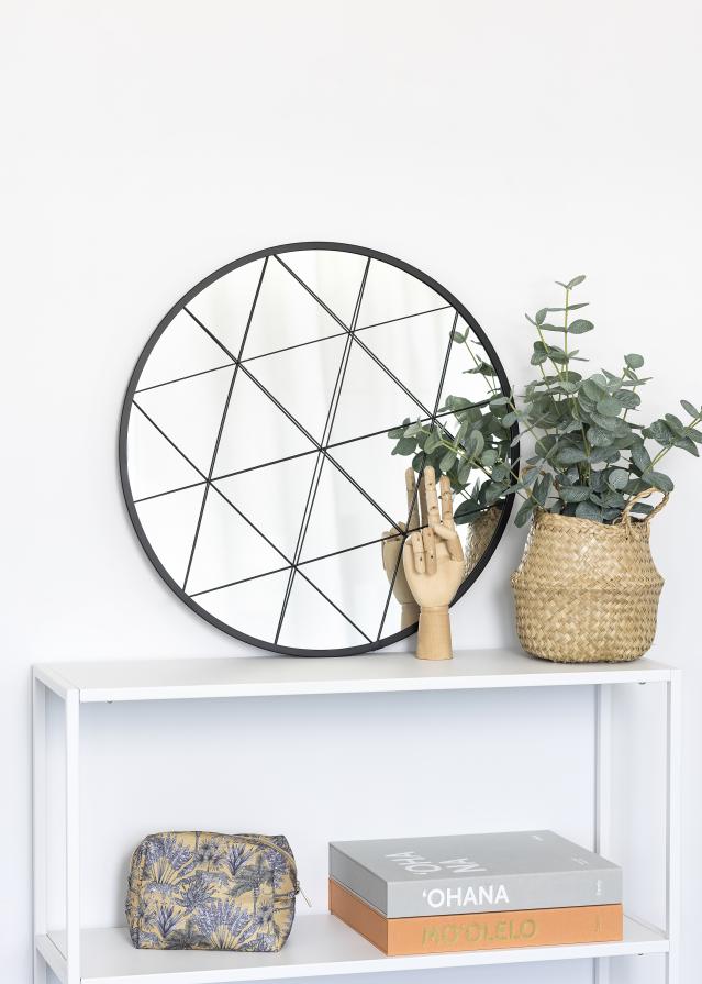 KAILA KAILA Round Mirror Triangles - Black 55 cm Ø