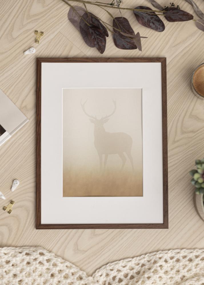 Ram med passepartou Frame Galant Walnut 40x40 cm - Picture Mount White 10x10 inches