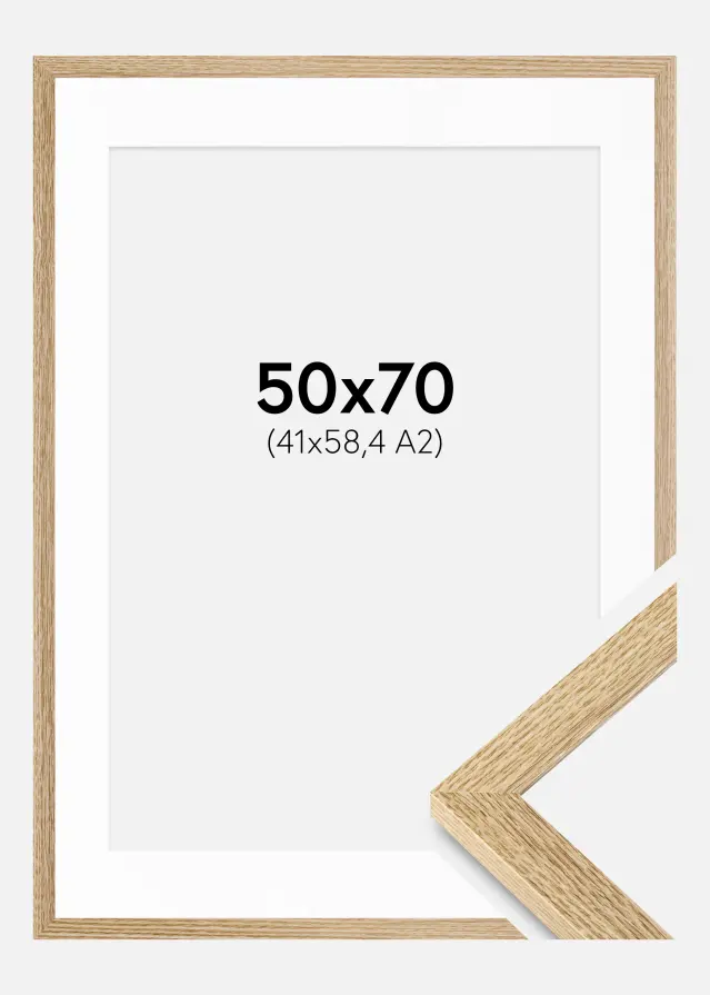 Ram med passepartou Frame Selection Oak 50x70 cm - Picture Mount White 42x59,4 cm (A2)