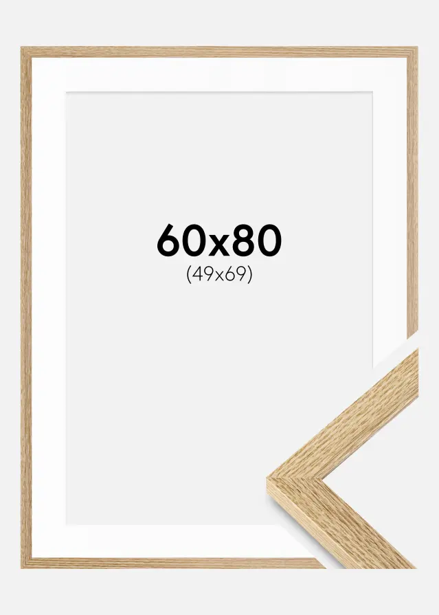 Ram med passepartou Frame Selection Oak 60x80 cm - Picture Mount White 50x70 cm