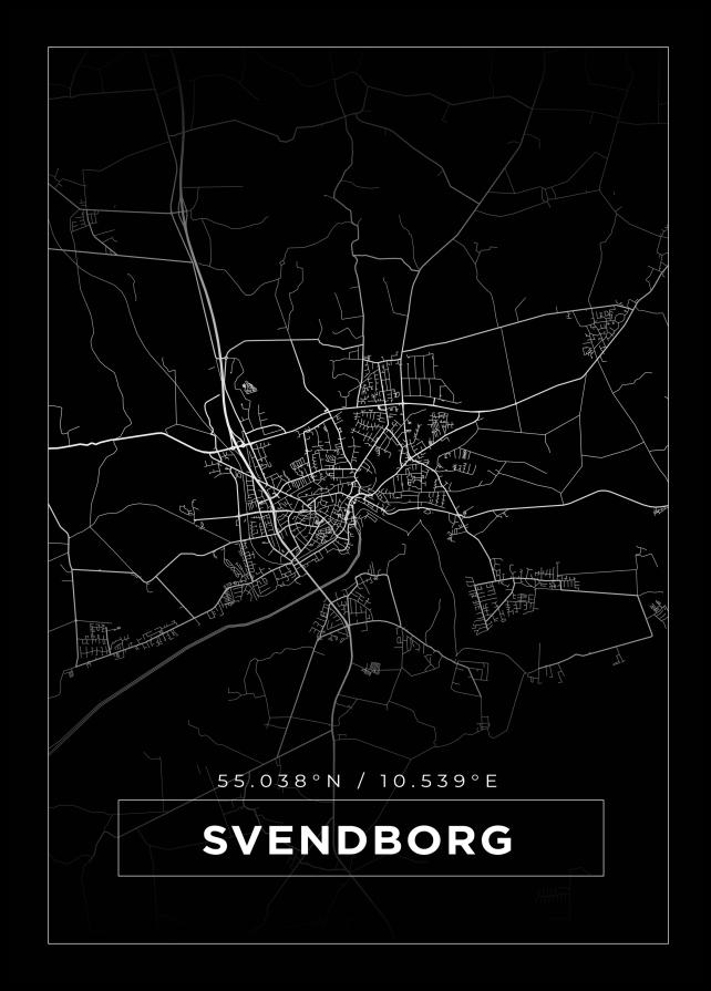 Bildverkstad Map - Svendborg - Black Poster