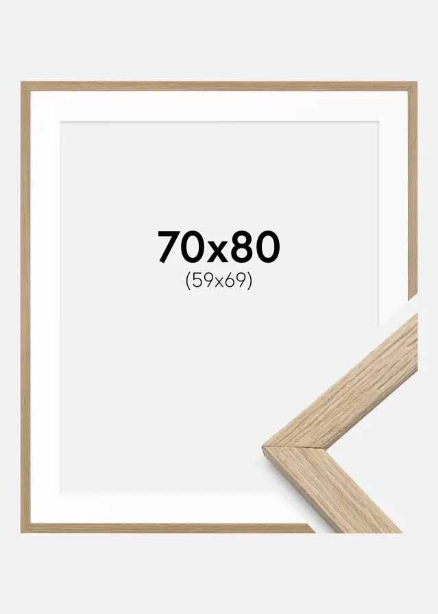 Ram med passepartou Frame Stilren Oak 70x80 cm - Picture Mount White 60x70 cm