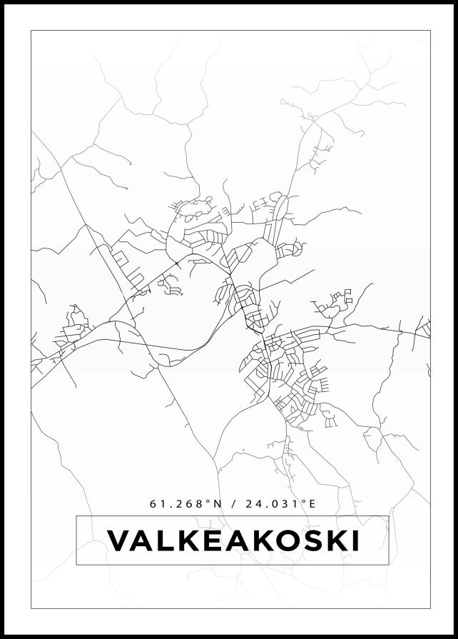 Bildverkstad Map - Valkeakoski - White Poster