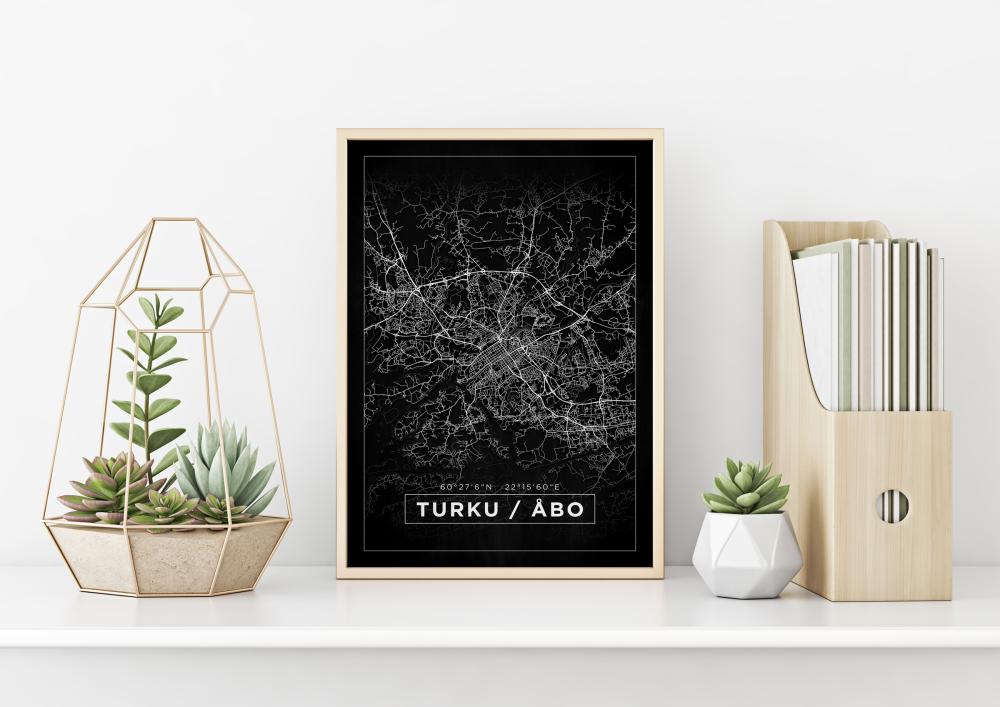 Bildverkstad Map - Turku / Åbo - Black Poster