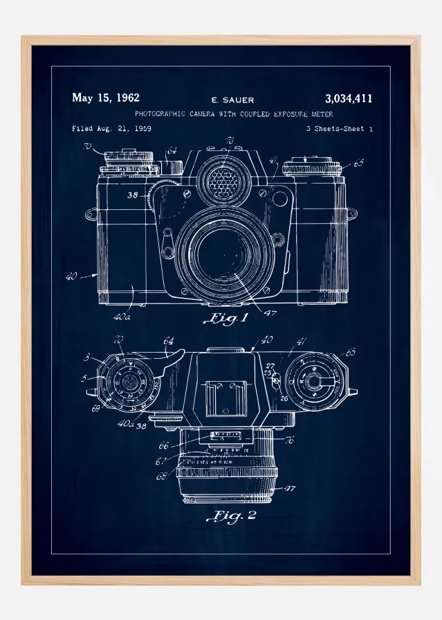 Bildverkstad Patent drawing - Camera I - Blue Poster