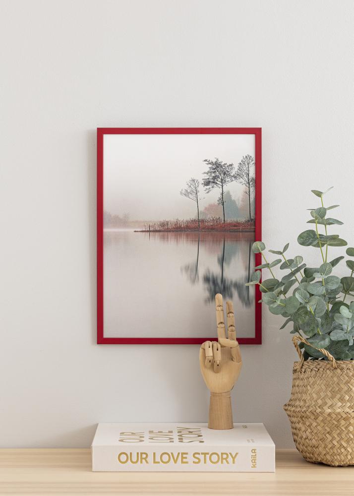 Ram med passepartou Frame Edsbyn Red 30x40 cm - Picture Mount Black 20x28 cm