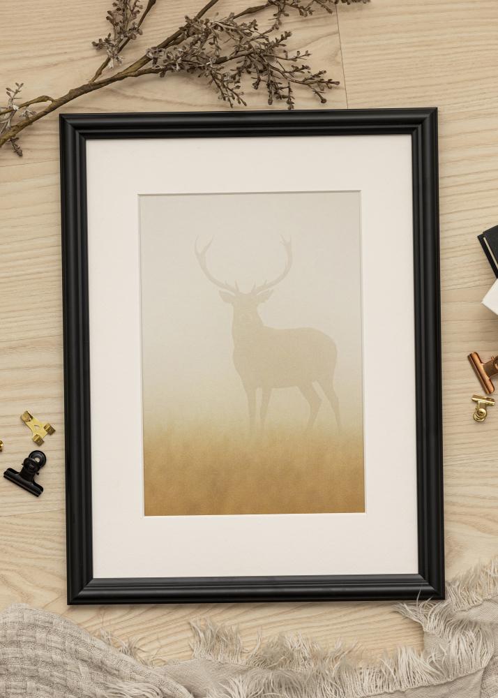 Ram med passepartou Frame Siljan Black 70x100 cm - Picture Mount White 59.4x84 cm (A1)