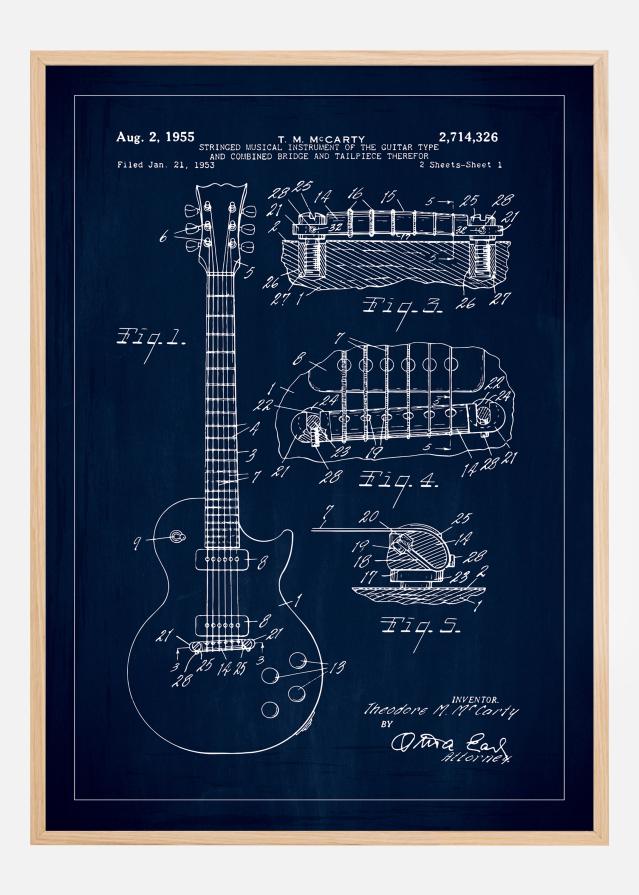 Bildverkstad Patent drawing - Electric guitar I - Blue Poster