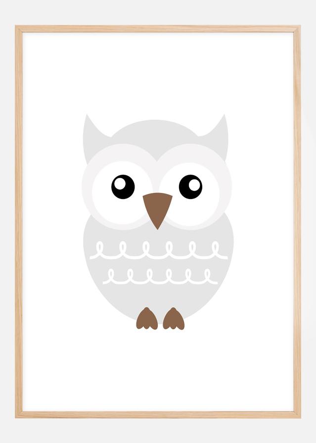 Bildverkstad Owl Solo - Misty grey Poster