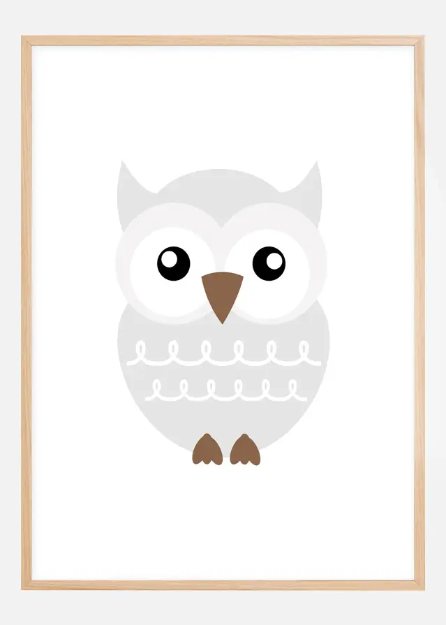 Bildverkstad Owl Solo - Misty grey Poster