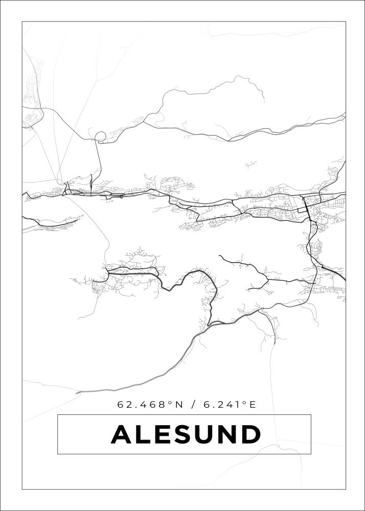 Bildverkstad Map - Alesund - White Poster