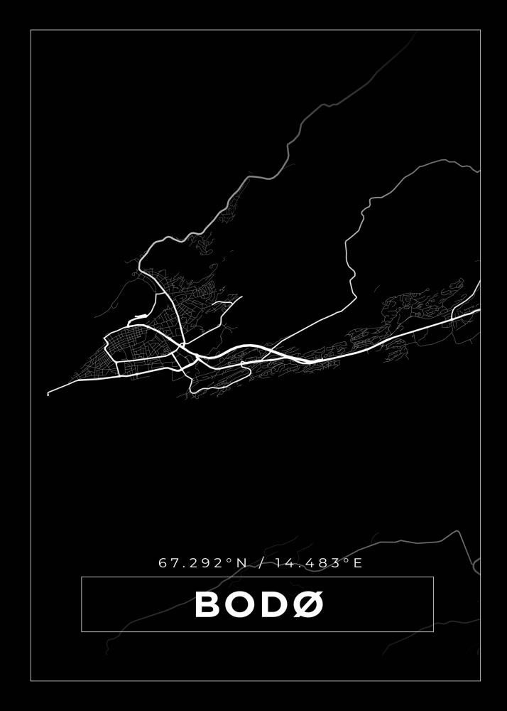 Bildverkstad Map - Bodø - Black Poster