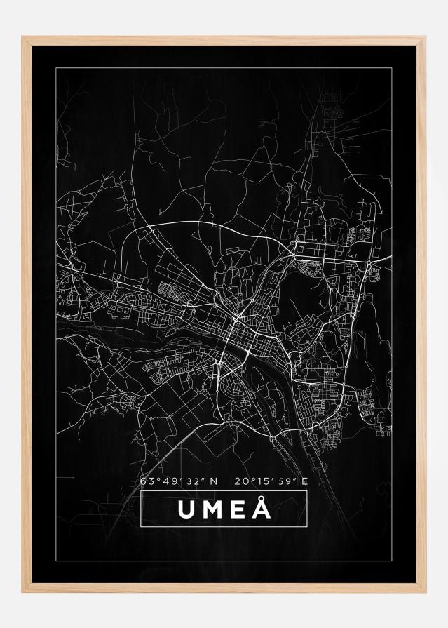 Bildverkstad Map - Umeå - Black Poster