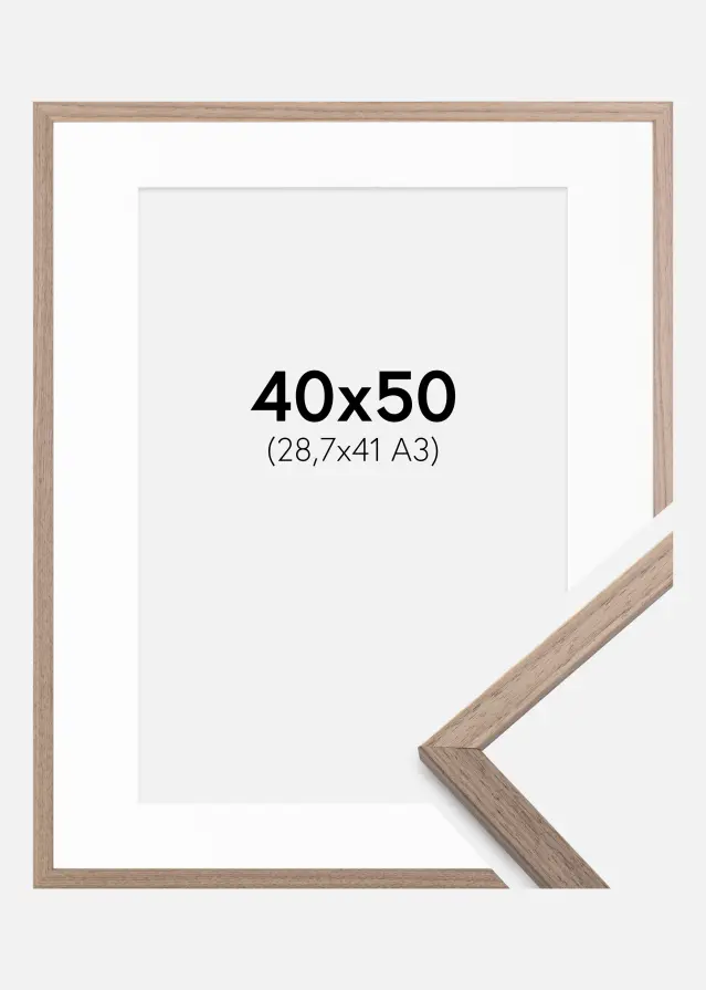 Ram med passepartou Frame Edsbyn Light Walnut 40x50 cm - Picture Mount White 29.7x42 cm (A3)