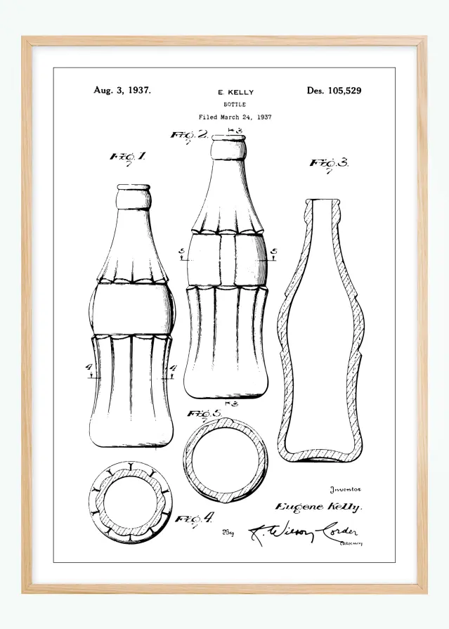 Bildverkstad Patent drawing - Coca-Cola bottle Poster