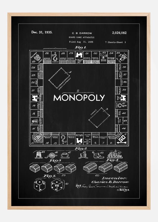 Bildverkstad Patent drawing - Monopoly I - Black Poster