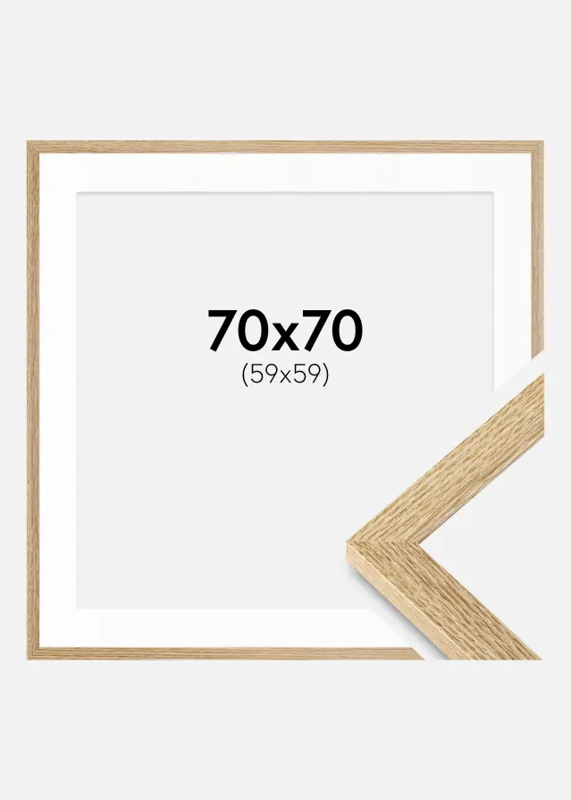 Ram med passepartou Frame Selection Oak 70x70 cm - Picture Mount White 60x60 cm