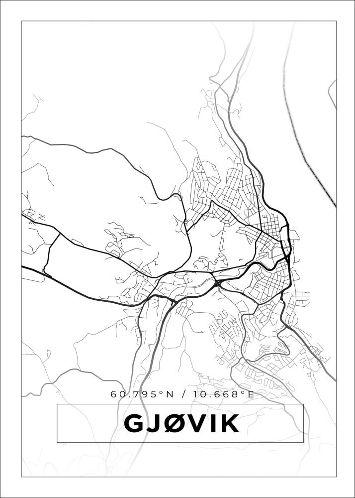 Bildverkstad Map - Gjøvik - White Poster