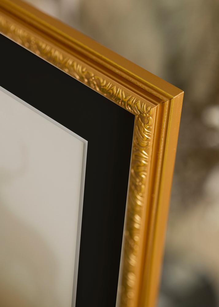 Ram med passepartou Frame Nostalgia Gold 40x100 cm - Picture Mount Black 30x91 cm