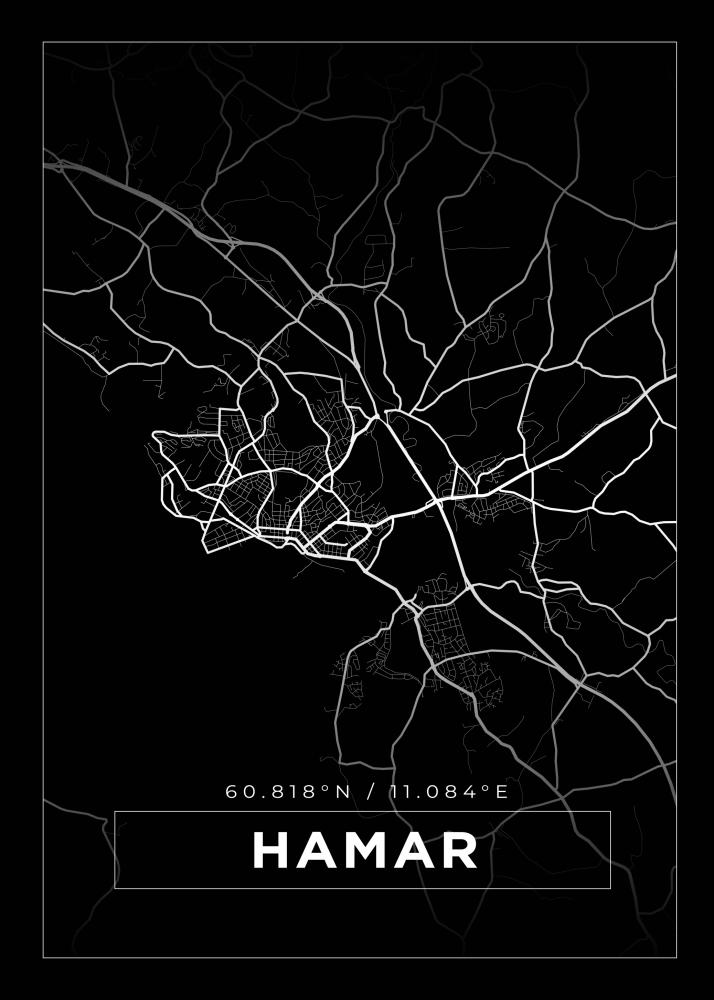 Bildverkstad Map - Hamar - Black Poster