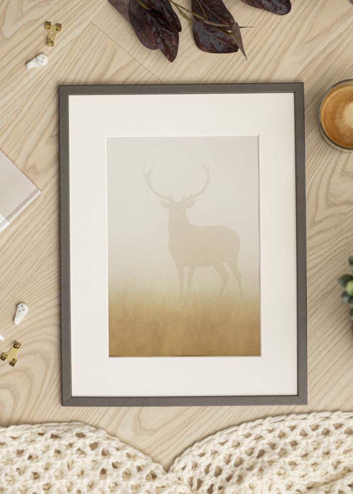 Ram med passepartou Frame Edsbyn Graphite 45x60 cm - Picture Mount White 35x50 cm