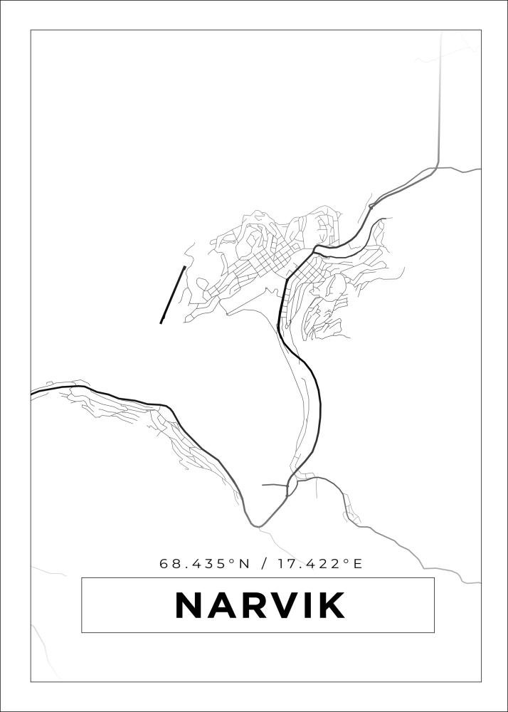 Bildverkstad Map - Narvik - White Poster