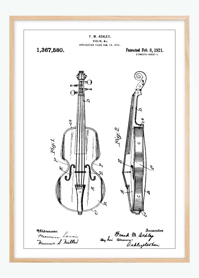 Bildverkstad Patent drawing - Violin Poster