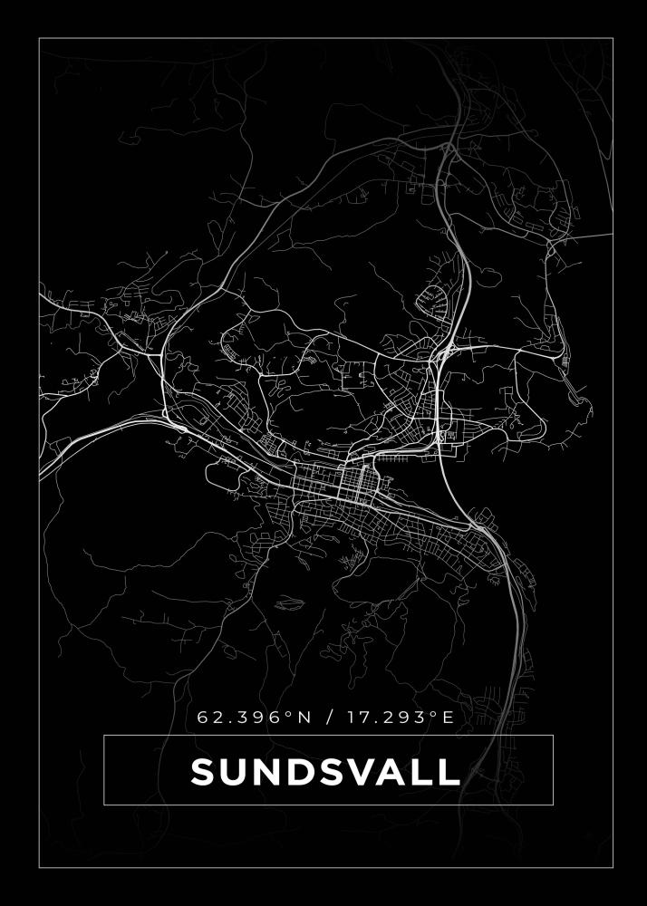 Bildverkstad Map - Sundsvall - Black Poster